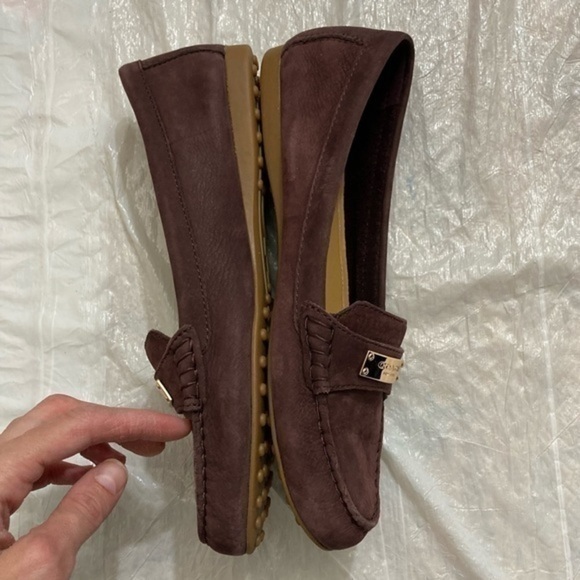 Coach maroon suede leather loafer shoes